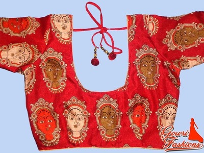 Latest Blouse Neck Designs–80 With  Kalamkari Fabric