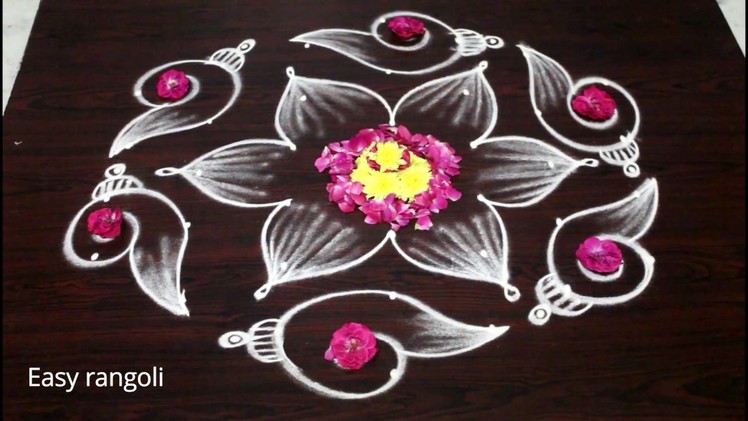 Latest shanku kolam designs with7x4 dots for navarathri festival - easy rangoli designs - muggulu