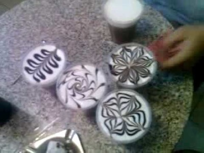 Nio's latte art-etching art.