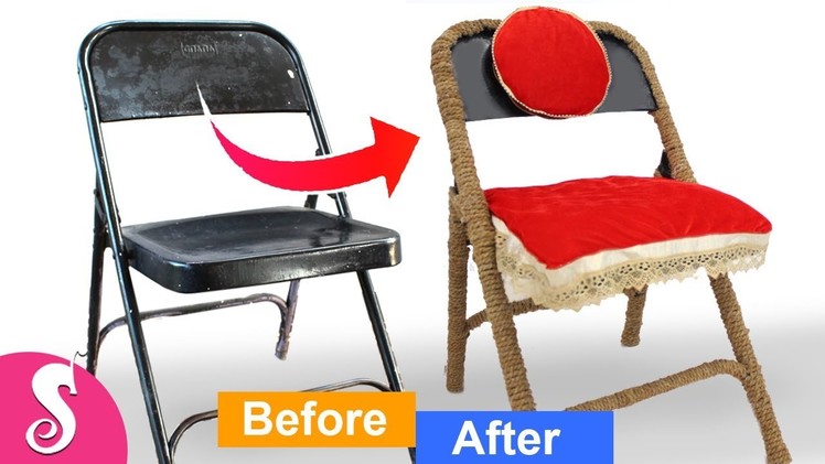 Old Chair MakeOver | Make folding Chair Beautiful from Jute.Rope and waste Clothe |Best out of Waste