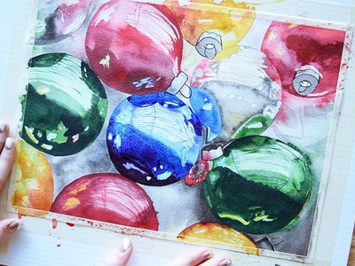 Painting Refelections in Watercolors~ Holiday Ornaments