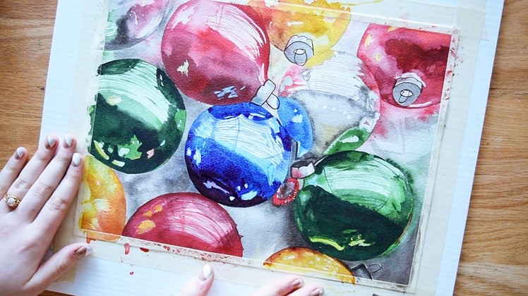 Painting Refelections in Watercolors~ Holiday Ornaments