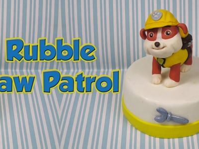 Rubble from "Paw Patrol" out of fondant cake topper- Rubble in pasta di zucchero