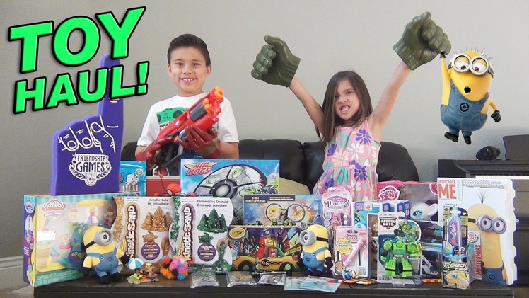 SUPER TOY HAUL! Toy Fair SURPRISE BOX from Ourselves! Minions, Avengers, My Little Pony, Nerf!