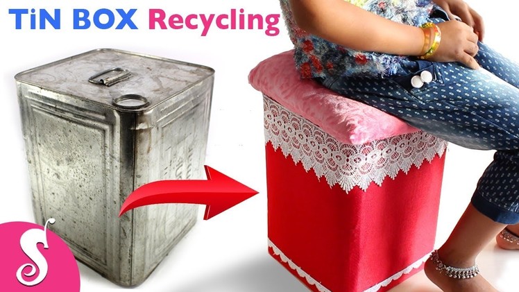 Tin BOX Idea | Make Easy STOOL & TABLE reusing Waste TiN BOX | Best Out of Waste with Tin Box