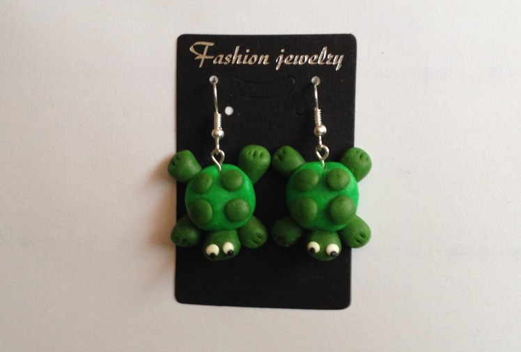 Turtle earrings handmade polymer clay - Zolw kolczyki z modeliny - Modelina