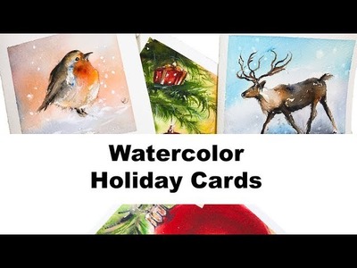 Watercolors Easy Holiday Cards II Painting Tutorial