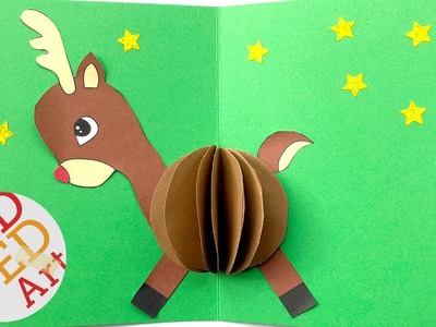 3D Christmas Card DIY - Easy Rudolph Pop Up Card - Templates - Paper Crafts