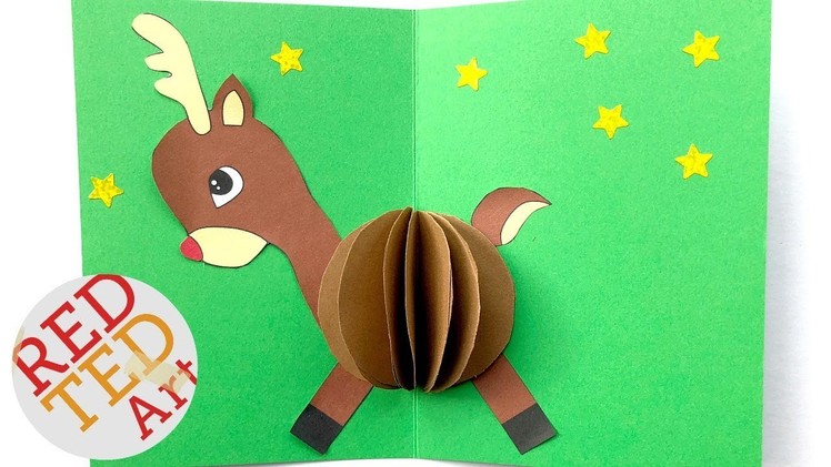 3D Christmas Card DIY - Easy Rudolph Pop Up Card - Templates - Paper Crafts