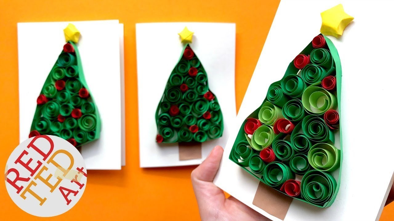 3D Christmas Tree Card DIY Easy Quilling for Beginners Paper Christmas ...