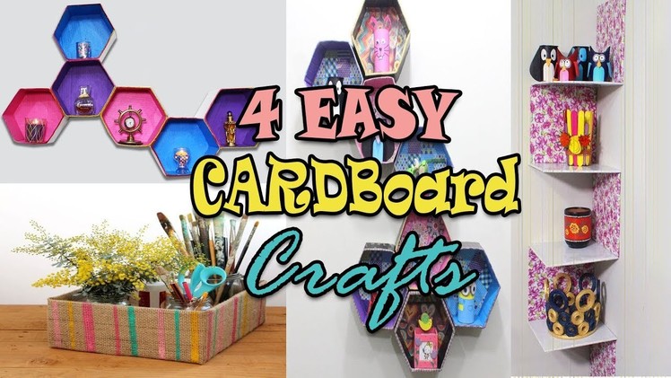 4 Easy Cardboard Crafts You Must Try!!! Useful things to make out of cardboard | Home decor