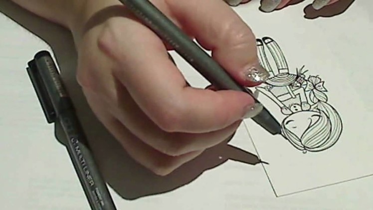 Altering a Stamped image with Copic Multiliner