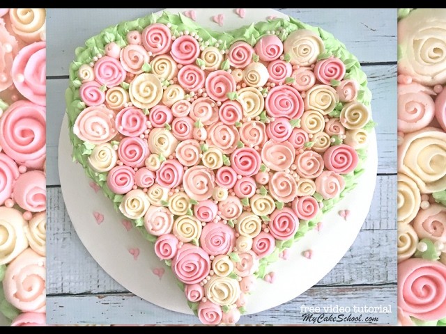 Buttercream Rose Sweetheart Cake Video Tutorial