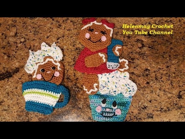 Crochet Gingerbread How Sweet It Is Hot Pad Potholder Part 1 of 2 DIY Video Tutorial
