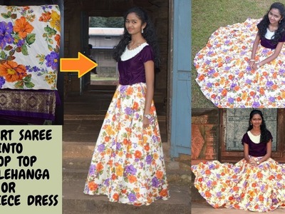 DIY: Convert Saree into Crop Top And Lehanga (or) Two Piece Dress || Wedding Season Special