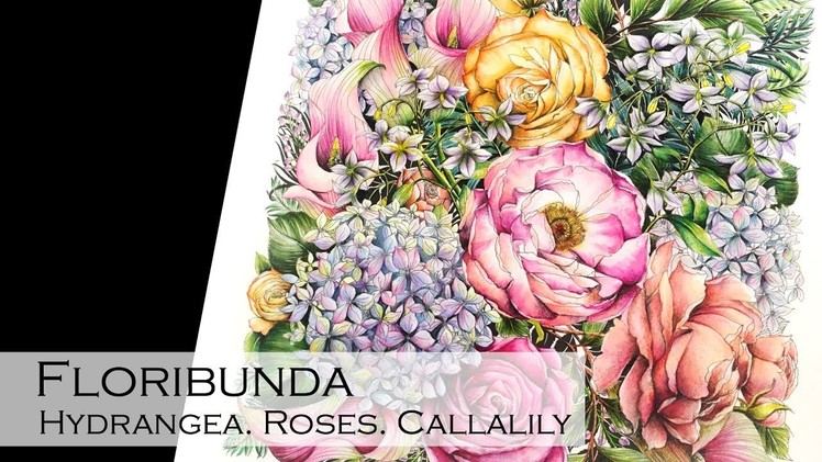 Floribunda | Hydrangea, Rose and Calalily |  Adult Coloring Book: Floribunda