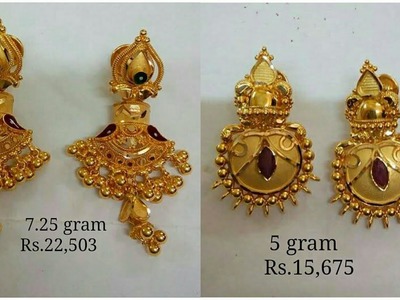 GOLD EARRINGS DESIGNS WITH WEIGHT AND PRICE