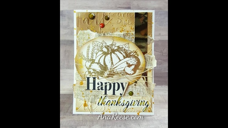 Gold Thanksgiving Card Harvest stamp by Fun Stampers Journey