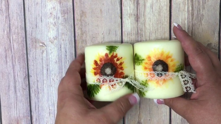 How to add a stamped image to a candle using the Painted harvest stampset by Stampin' Up!