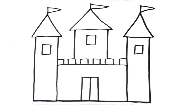 How To Draw a Castle - VERY EASY For Kids