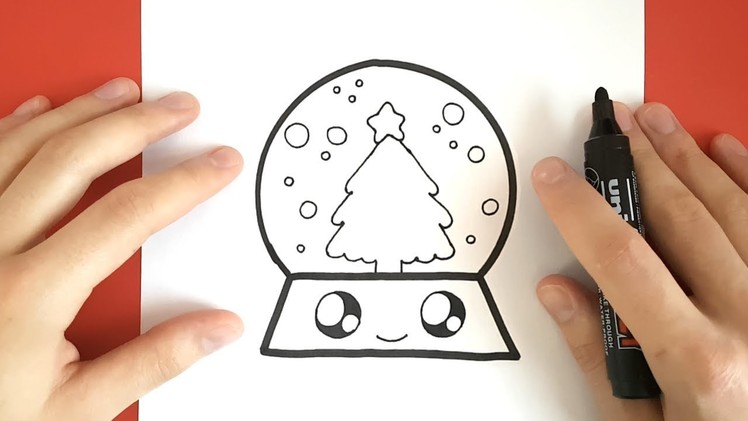 HOW TO DRAW A  SNOW GLOBE CUTE AND EASY