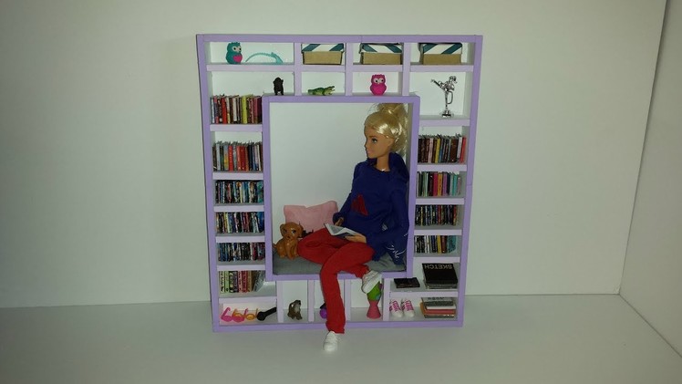 How to make a Doll Book Shelf with Lounge Area