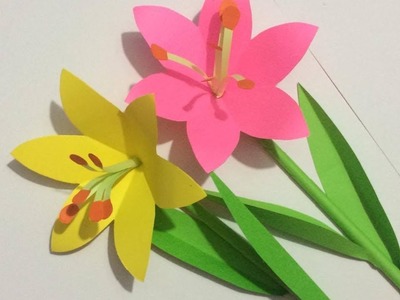 How to Make Lily Flower with Paper | Making Paper Flowers Step by Step | DIY-Paper Crafts