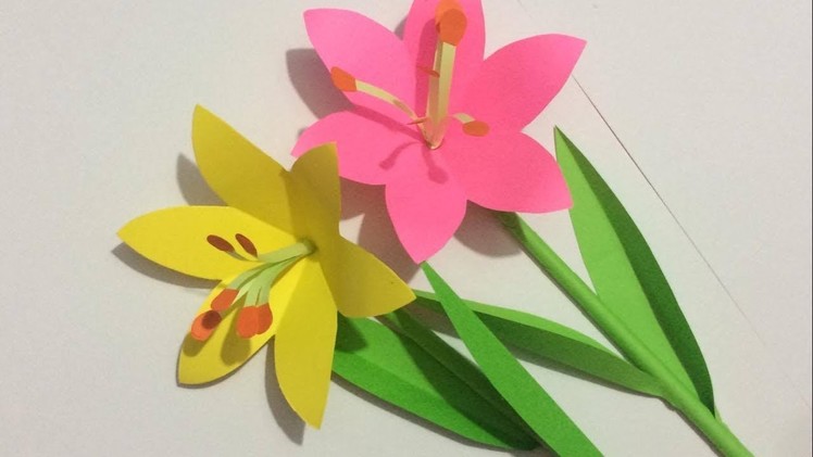 How to Make Lily Flower with Paper | Making Paper Flowers Step by Step | DIY-Paper Crafts