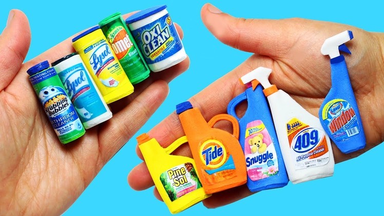 How to make Miniature Cleaning Products- 10 Easy DIY Miniature Doll Crafts