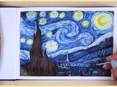 How to Paint the Starry Night with Acrylic Paint Step by Step | Art Journal Thursday Ep. 24
