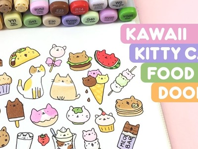 Kawaii Kitty Cats Food Doodle ~ KiraKiraDoodles