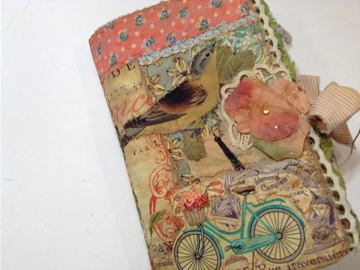 My Irene Journal - Fabric collage cover - Vintage Journal