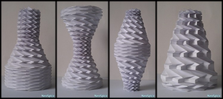 Origami Miura Fold Collapsible Cone Shaped