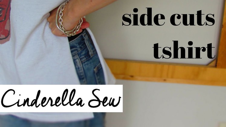 Side Slit Tshirt - Cut slits up the side of tshirt - Make cuts up the sides of a t shirt   Easy DIY