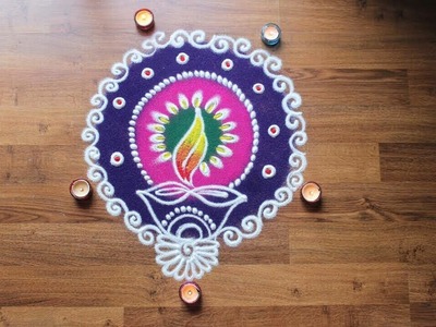 Simple freehand Diwali special rangoli designs with colours - Diwali Rangoli designs