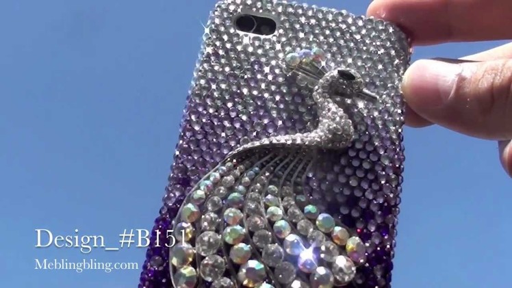 SWAROVSKI CRYSTAL Clear Purple Peacock BLING IPHONE 4 CASE by meblingbling.com
