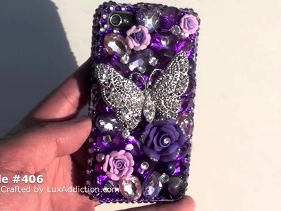 SWAROVSKI CRYSTAL PURPLE BUTTERFLY BLING IPHONE 4 CASE by LUXADDICTION