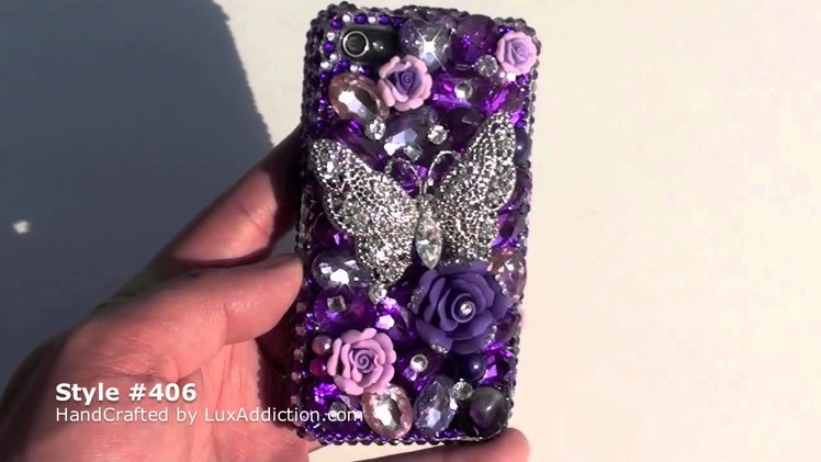 SWAROVSKI CRYSTAL PURPLE BUTTERFLY BLING IPHONE 4 CASE by LUXADDICTION