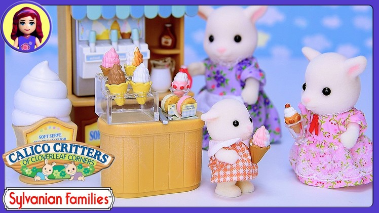 Sylvanian Families Calico Critters Soft Serve Ice Cream Shop Goat Family Review Setup - Kids Toys
