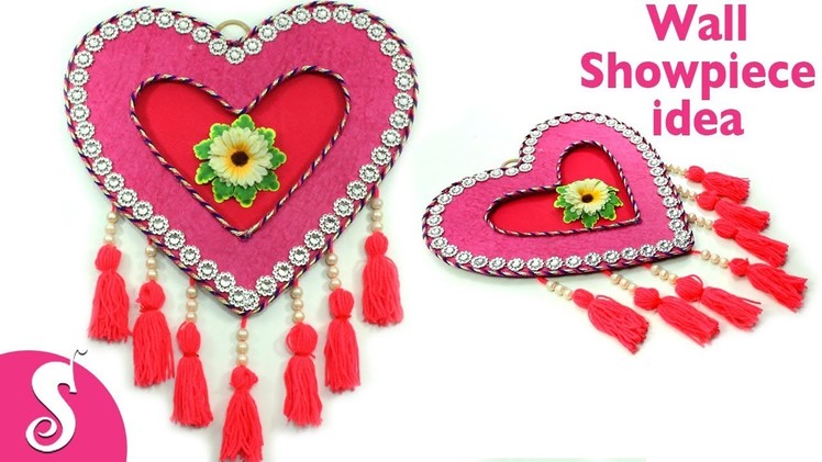 Very Easy & Unique Heart Shape Wall Showpiece using Waste CardBoard & Woolen  for Home Decor