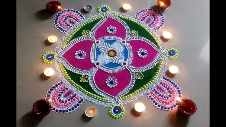 Beautiful and Unique Rangoli Design for Diwali. Diwali Special Rangoli by Shital Mahajan.