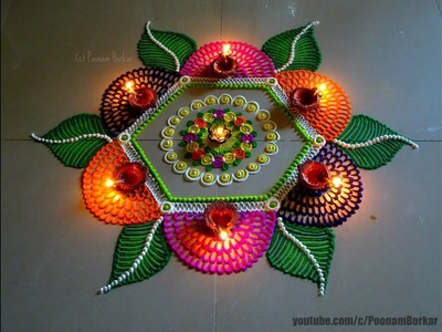 Beautiful multicolored rangoli for diwali | Easy and innovative rangoli designs by Poonam Borkar