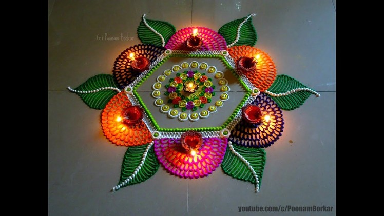 Beautiful multicolored rangoli for diwali | Easy and innovative rangoli designs by Poonam Borkar