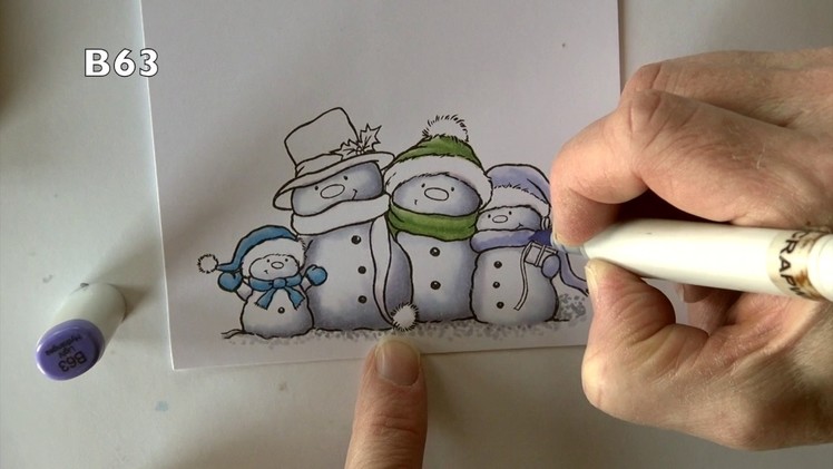 Coloring a Snowman Family with Copics