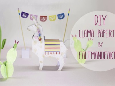 Cute and easy Llama and Cactus Papertoy Freebie by faltmanufaktur