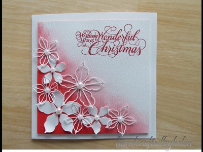 Distressed inked background with poinsettias