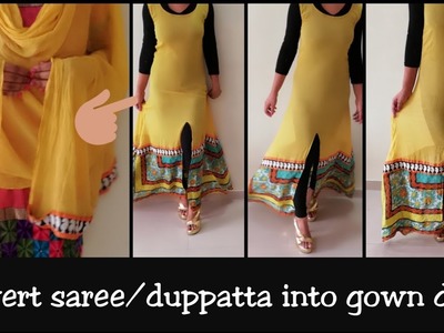 DIY: Convert Old Saree.Duppatta Into Front Slit Dress.Kurti in 10 Minutes
