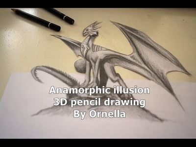 Dragon - Anamorphic Illusion, speed 3D pencil drawing