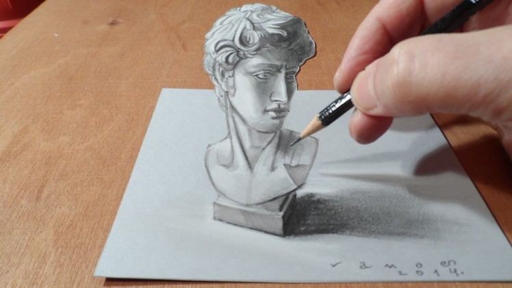Drawing Bust of David 3D, Time Lapse