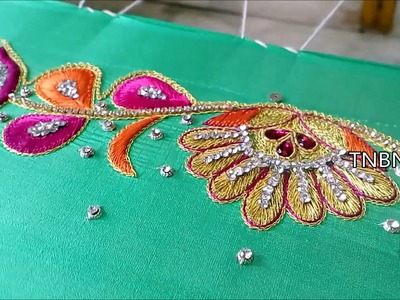 Easy embroidery stitches for beginners | simple maggam work blouse designs | designer blouse designs